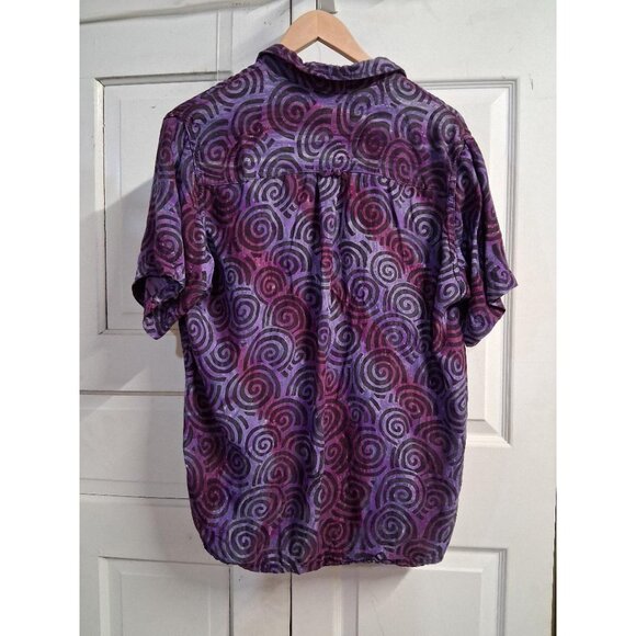 Earthroamer Vintage Purple Swirl Button-Up Shirt By Earthrags Short Sleeve Light - Picture 2 of 5